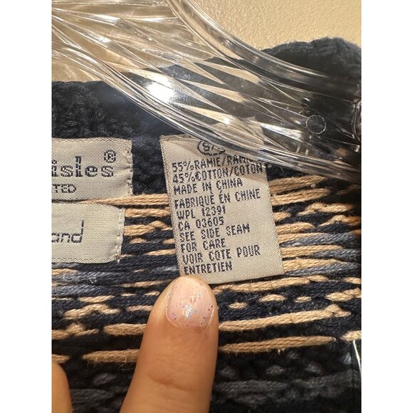 Northern Isles Hand Knit Floral Embroidery Cardigan Sweater Small 90s Novelty - Picture 9 of 16